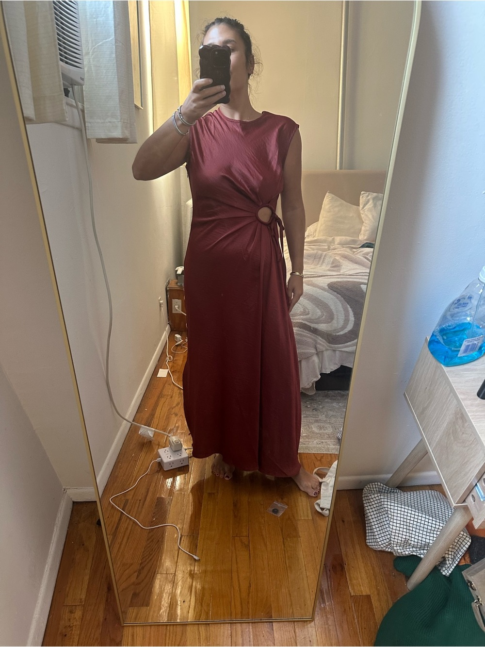 House of Harlow 1960 Wine Ring-Detail Maxi Dress